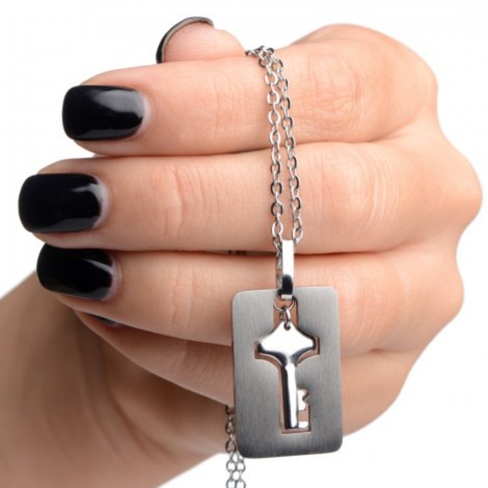 Cuffed Locking Bracelet and Key Necklace - Picture 5 of 7